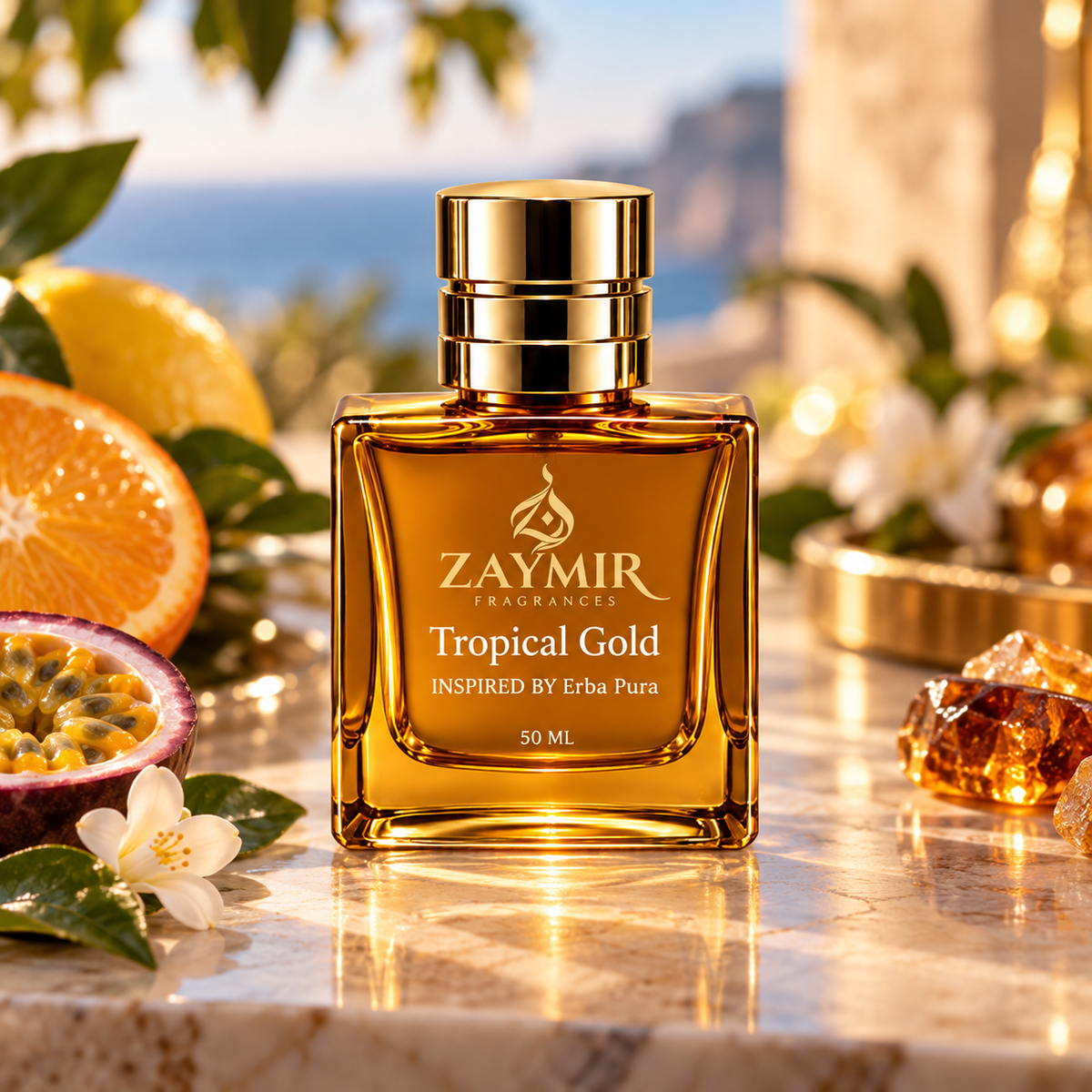 Zaymir Tropical Gold Perfume 50ml - premium stone studio setting