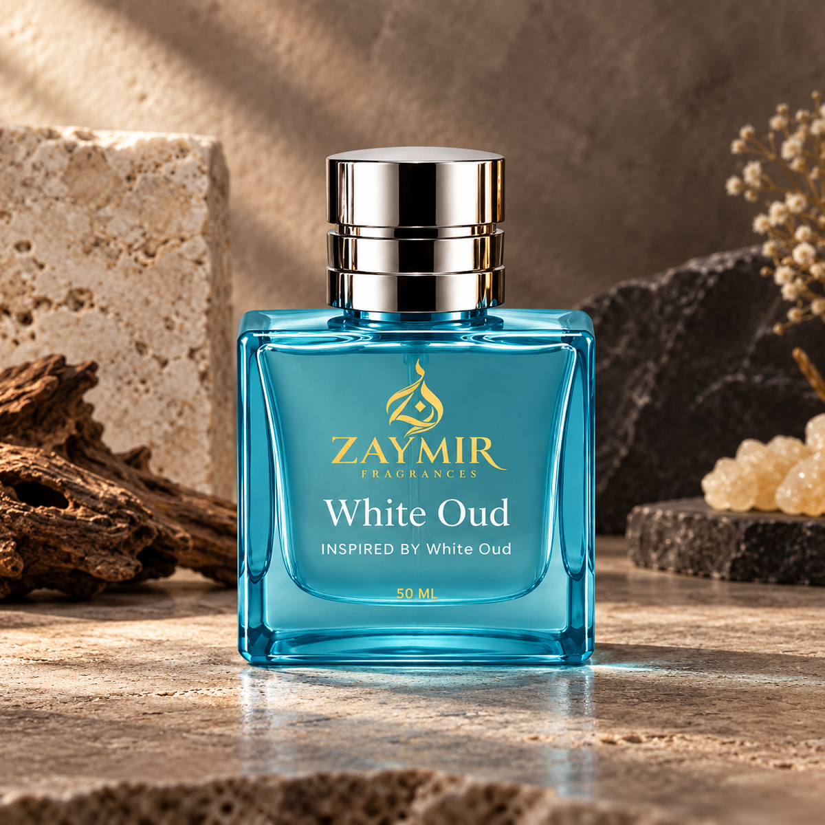 Zaymir White Oud Perfume 50ml - premium stone studio setting