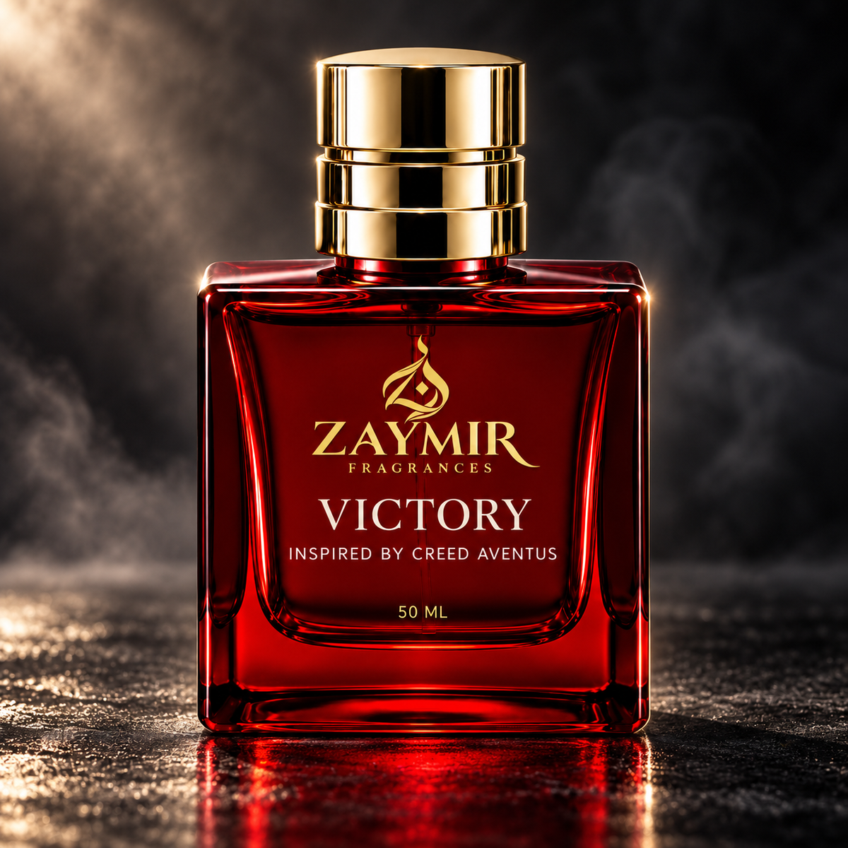 Zaymir Victory Perfume 50ml - dark luxury editorial setting