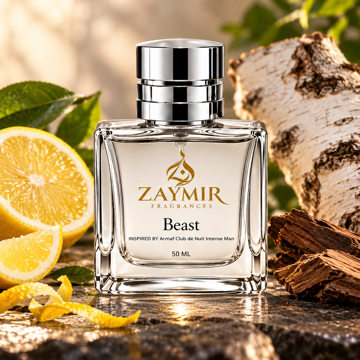 Zaymir Beast Perfume 50ml - dark luxury editorial setting