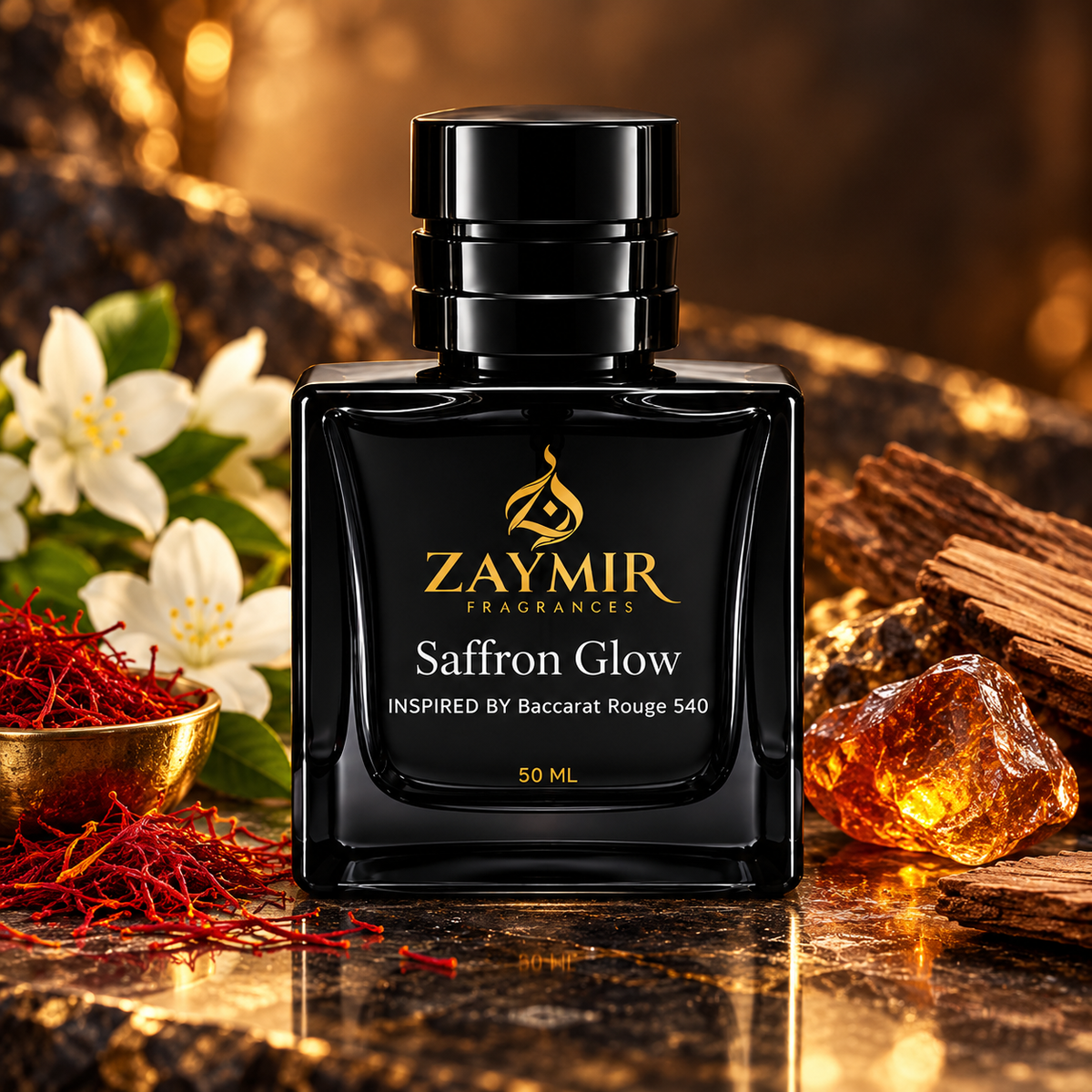 Zaymir Saffron Glow Perfume 50ml - premium stone studio setting