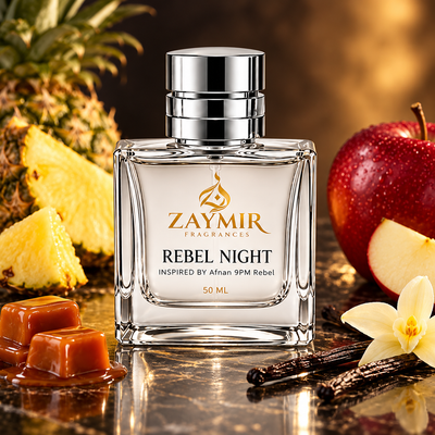 Zaymir Rebel Night Perfume 50ml - dark luxury editorial setting