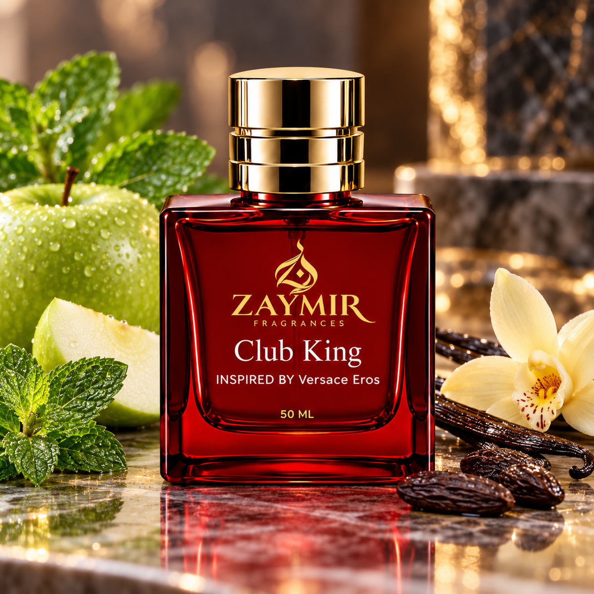 Zaymir Club King Perfume 50ml - dark luxury editorial setting