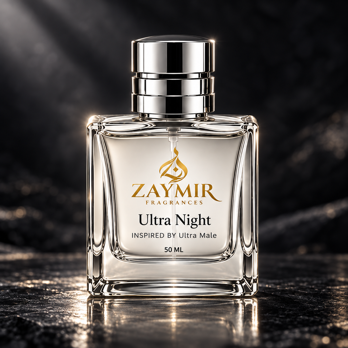 Zaymir Ultra Night Perfume 50ml - dark luxury editorial setting