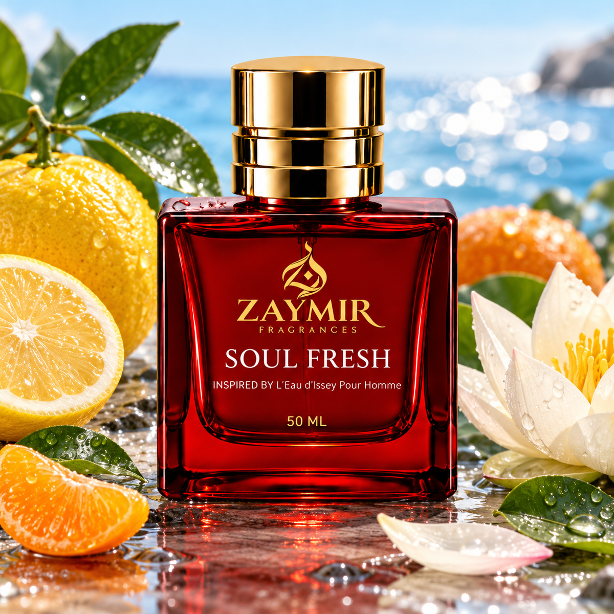 Zaymir Soul Fresh Perfume 50ml - dark luxury editorial setting