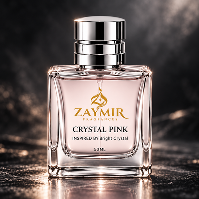 Zaymir Crystal Pink Perfume 50ml - dark luxury editorial setting